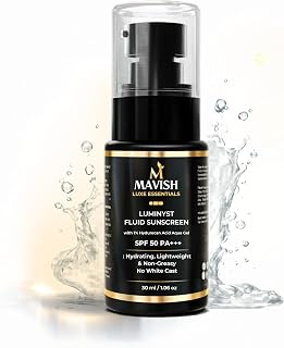 Luminyst Fluid Sunscreen with 1% Hyaluronic Aqua Gel SPF 50 PA++++ | Hydrating, Lightweight & Non-Greasy | No White Cast |... Price In India