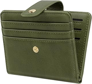 Small Wallets for Women Slim Minimalist Bifold Credit Card Holder | Compact Zipper Coin Purse for Ladies RFID Blocking Mini Travel PU Leather Card Case Gifts for Mom, Dark Olive