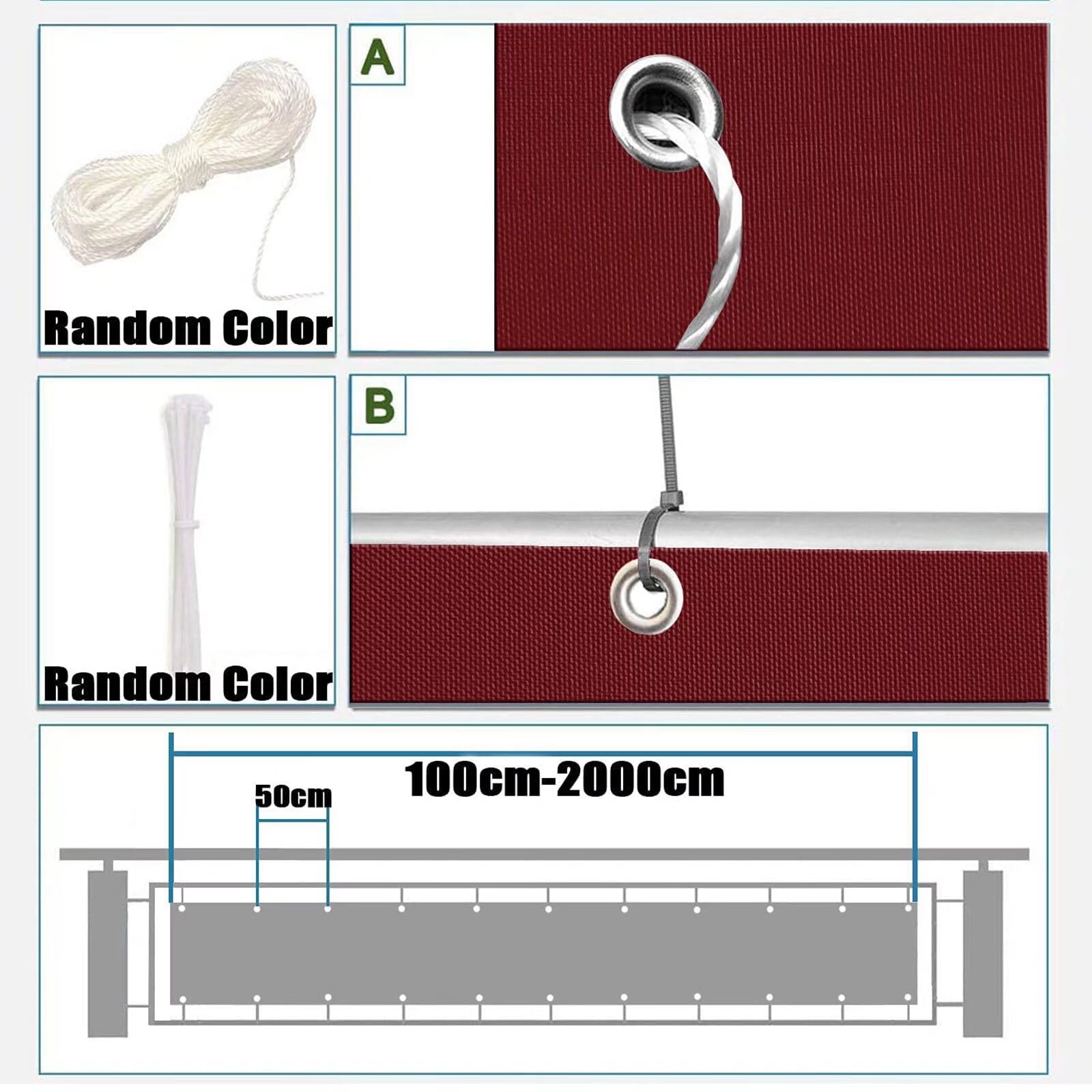 Cubre Balcon Exterior Protección UV PVC 200 g/m² con Ataduras de Cables ocultacion Balcon PVC para Jardín balcón Terraza Patio Porche Vino Rojo 75x900cm