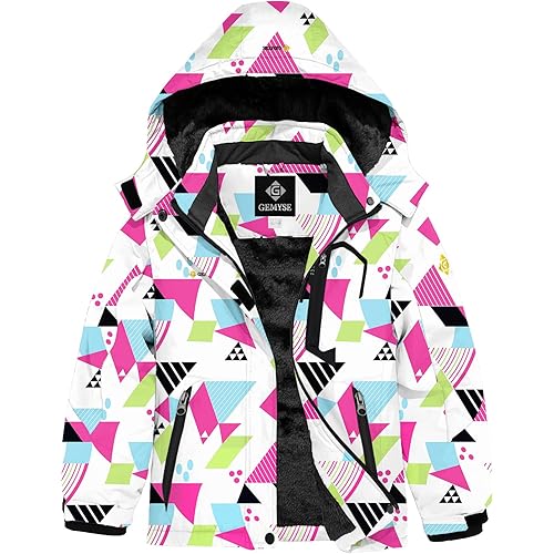 GEMYSE Girl's Waterproof Ski Snow Jacket Fleece Windproof Winter Jacket with Hood