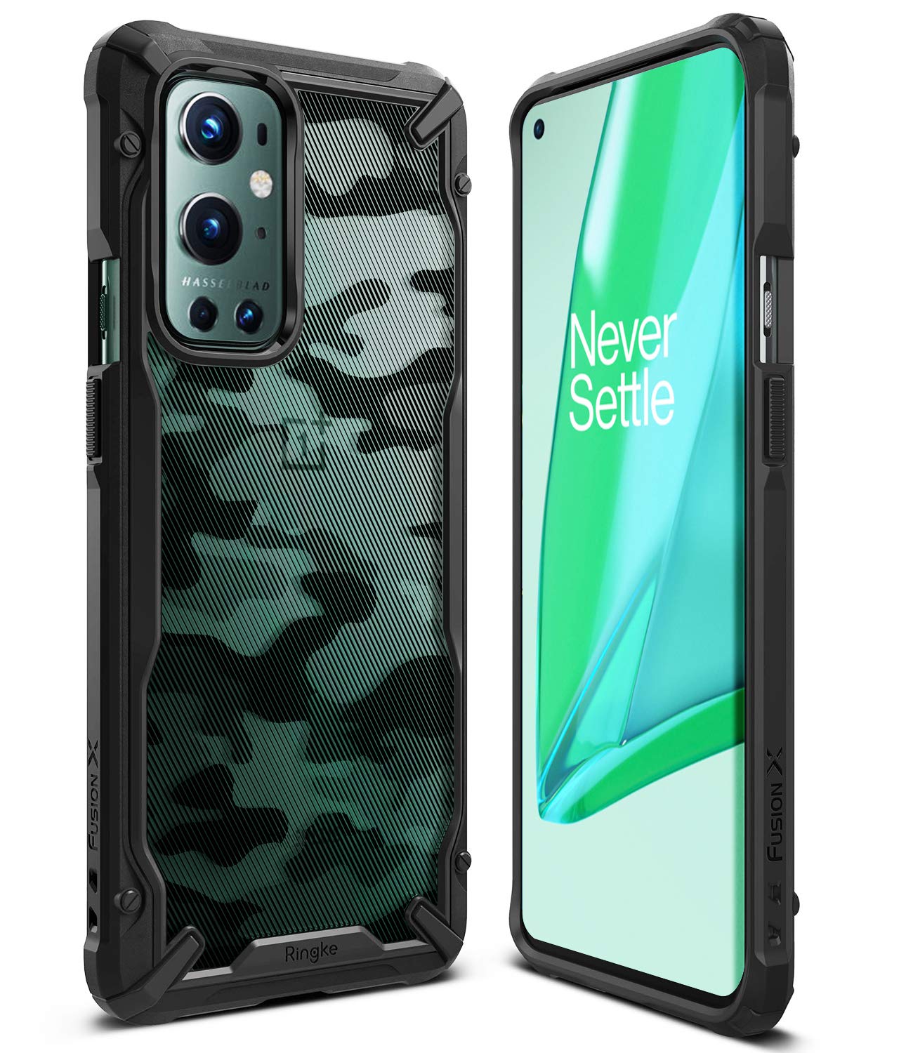 Ringke Fusion-X for OnePlus 9 Pro Case Back Cover, [Military Drop Tested] Camo Hard PC Back TPU Bumper Impact Resistant Protection - Camo Black