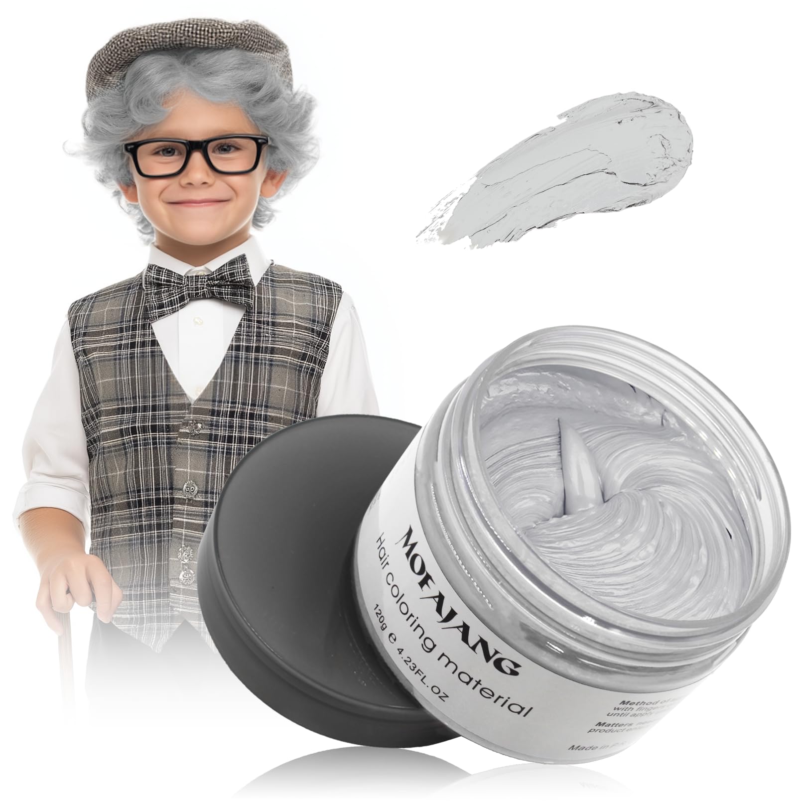 Sliver Gray Temporary Hair Color Wax -SOVONCARE Washable Hair Dye for Men & Women, All-Day Hold Disposable Hair Styling Clays for Party, Cosplay & Daily 4.23 oz