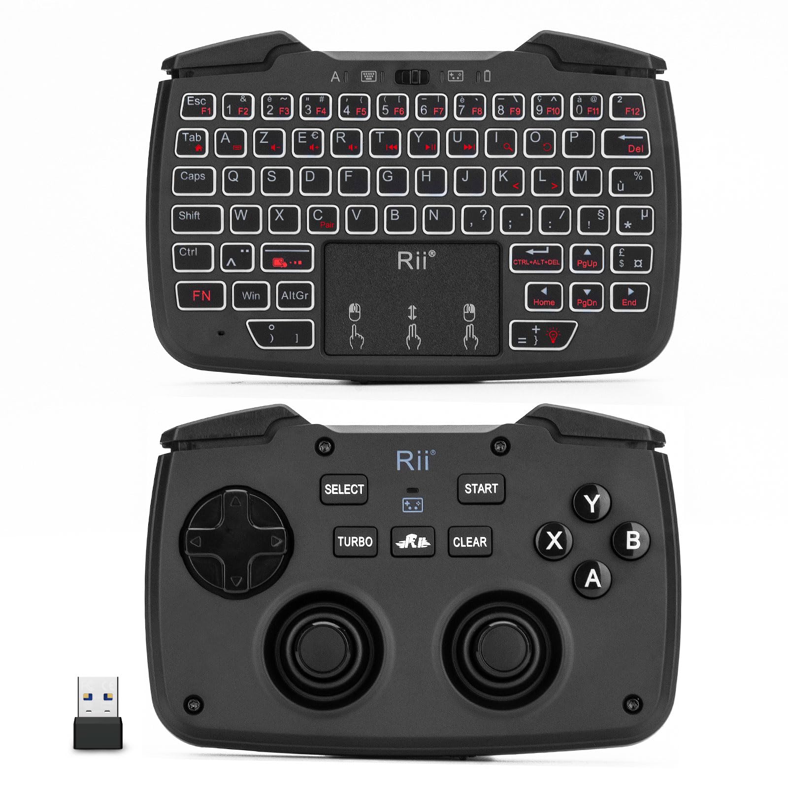 Rii Mini Clavier Sans Fil 2,4 GHz Avec Pavé Tactile Rétroéclairé – QWERTY Portable Pour PC, Tablette, TV, Xbox, PS3 Et Raspberry Pi