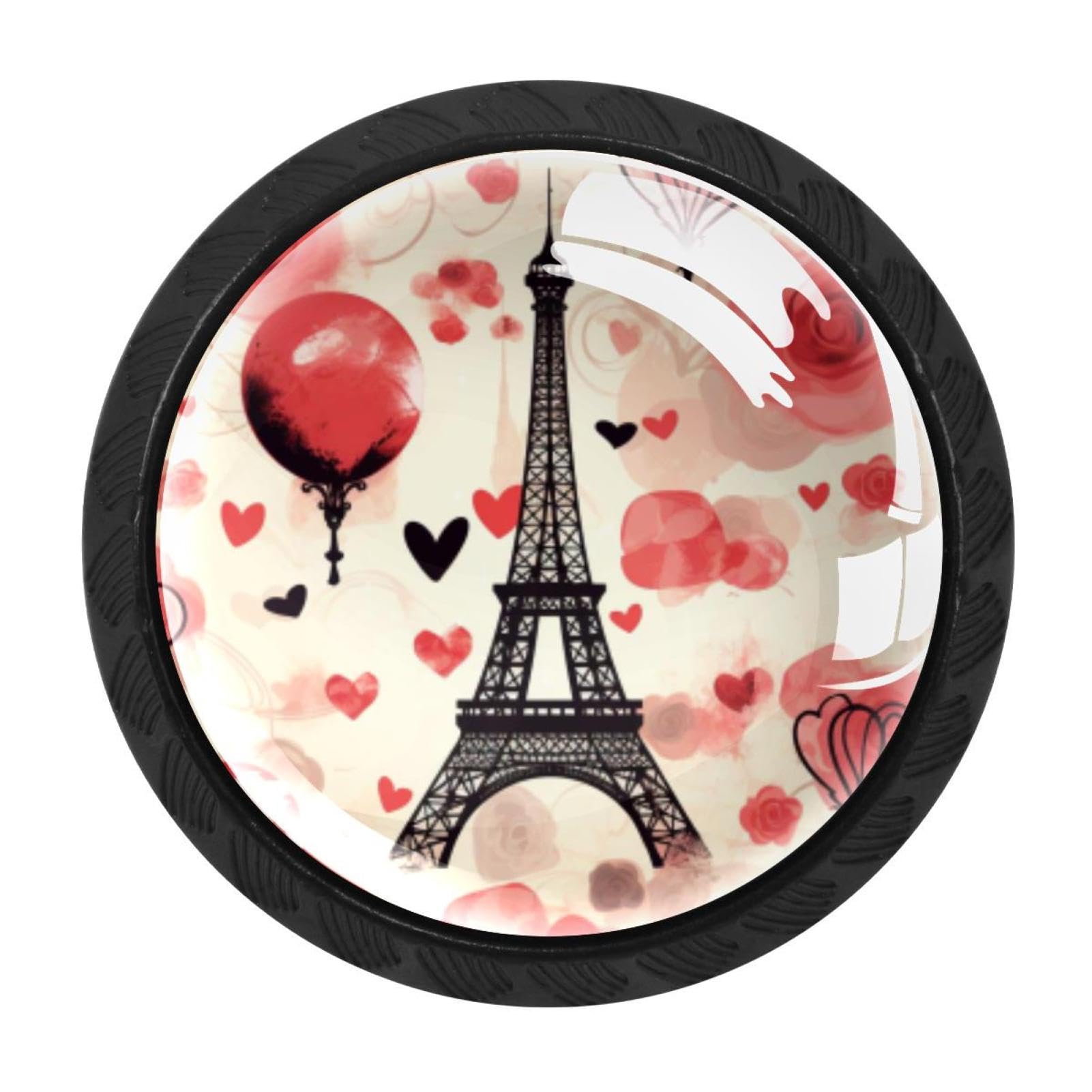 Chenzzzz Multicolored 12 Eiffel Tower Valentine's Day Cabinet Knobs 4 Pieces Drawer Kitchen Cabinets Dresser Cupboard Wardrobe Unique Pulls Handles