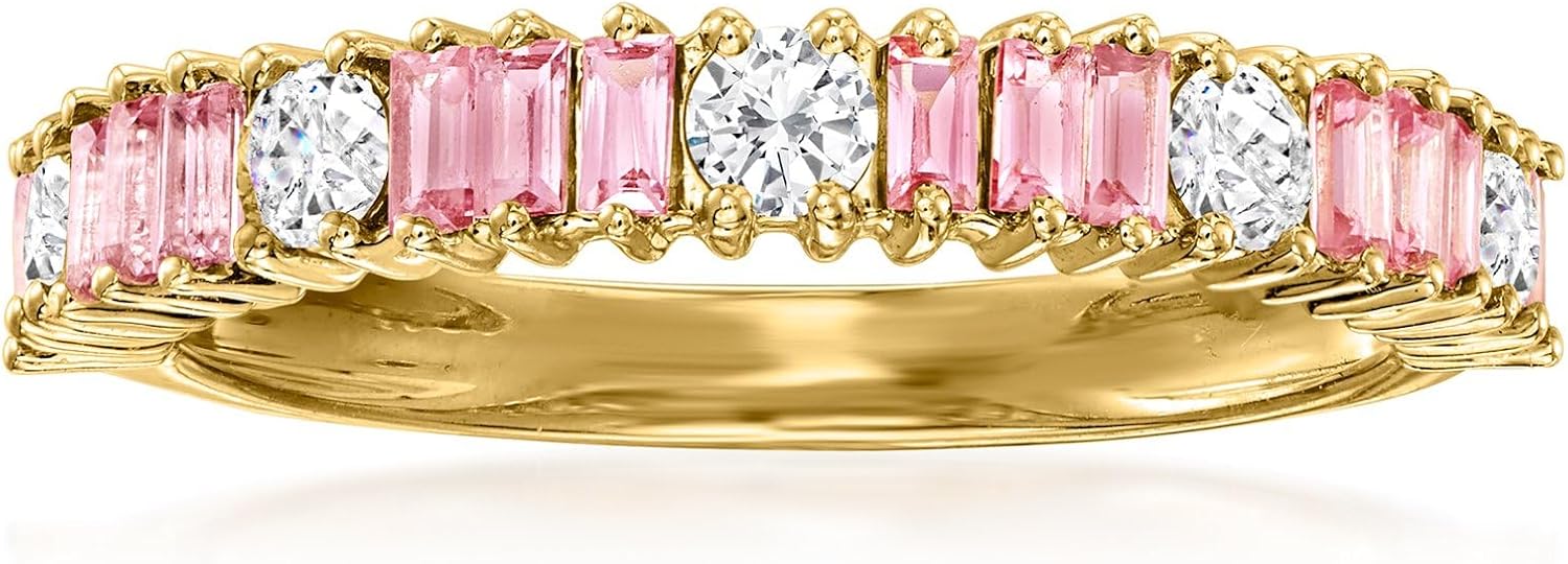 Ross-Simons 0.50 ct. t.w. Pink Sapphire and .36 ct. t.w. Diamond Ring in 14kt Yellow Gold