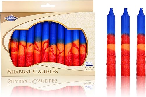 Miniatura 121 de Majestic Giftware /Safed Candles - Paquete de 12 velas Shabat (SC-SHTR-T) Velas tradicionales de Shabat hechas a mano de 5 pulgadas sin goteo Se