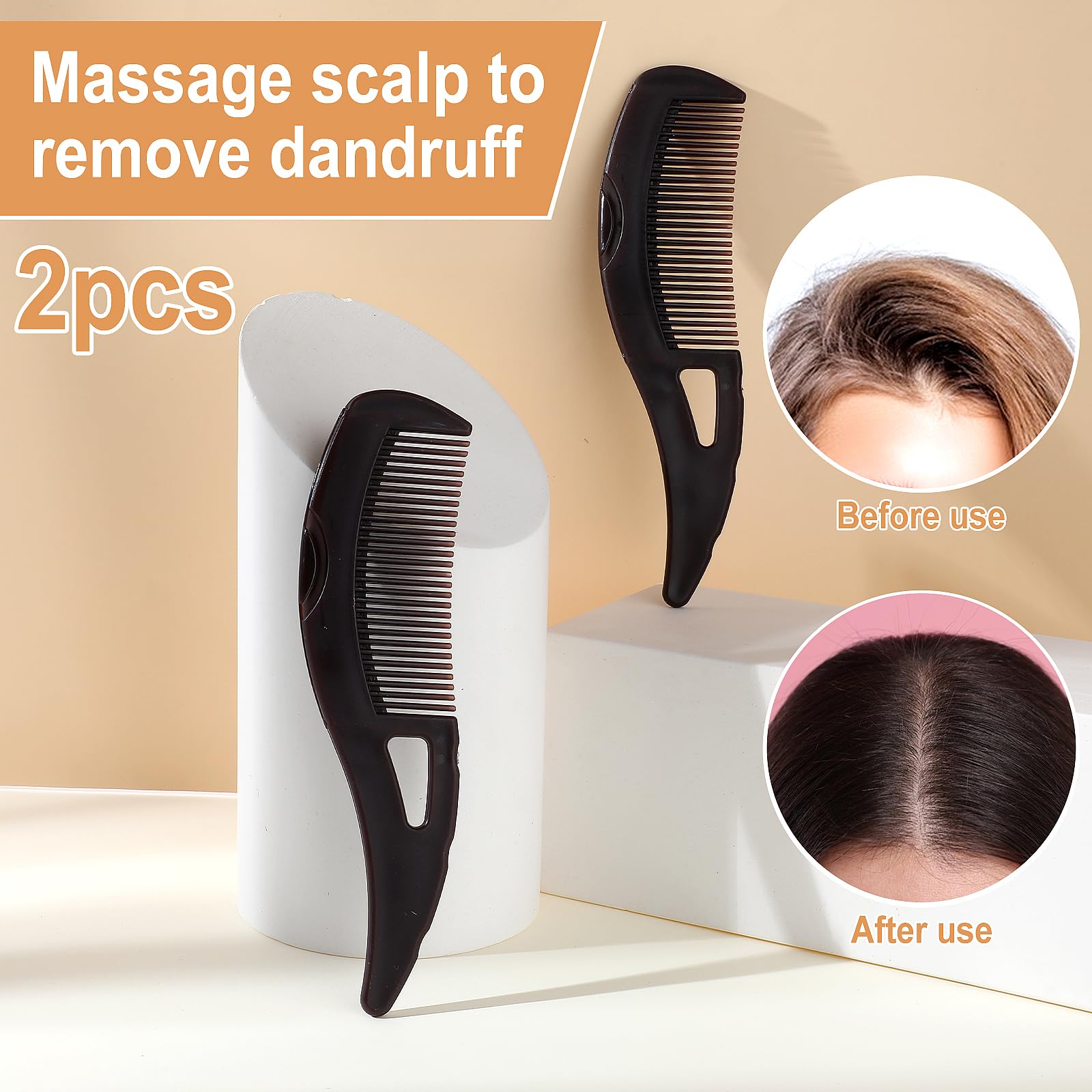 Nogeqi 2 Stück Kopfhaut Kamm Reinigung Schuppenkamm Erwachsene Schuppen Kamm, Kopfhautkamm, Dandruff Comb, Press Scalp Detox Comb Entfernung von Schuppen und Schmutz für Frauen Männer
