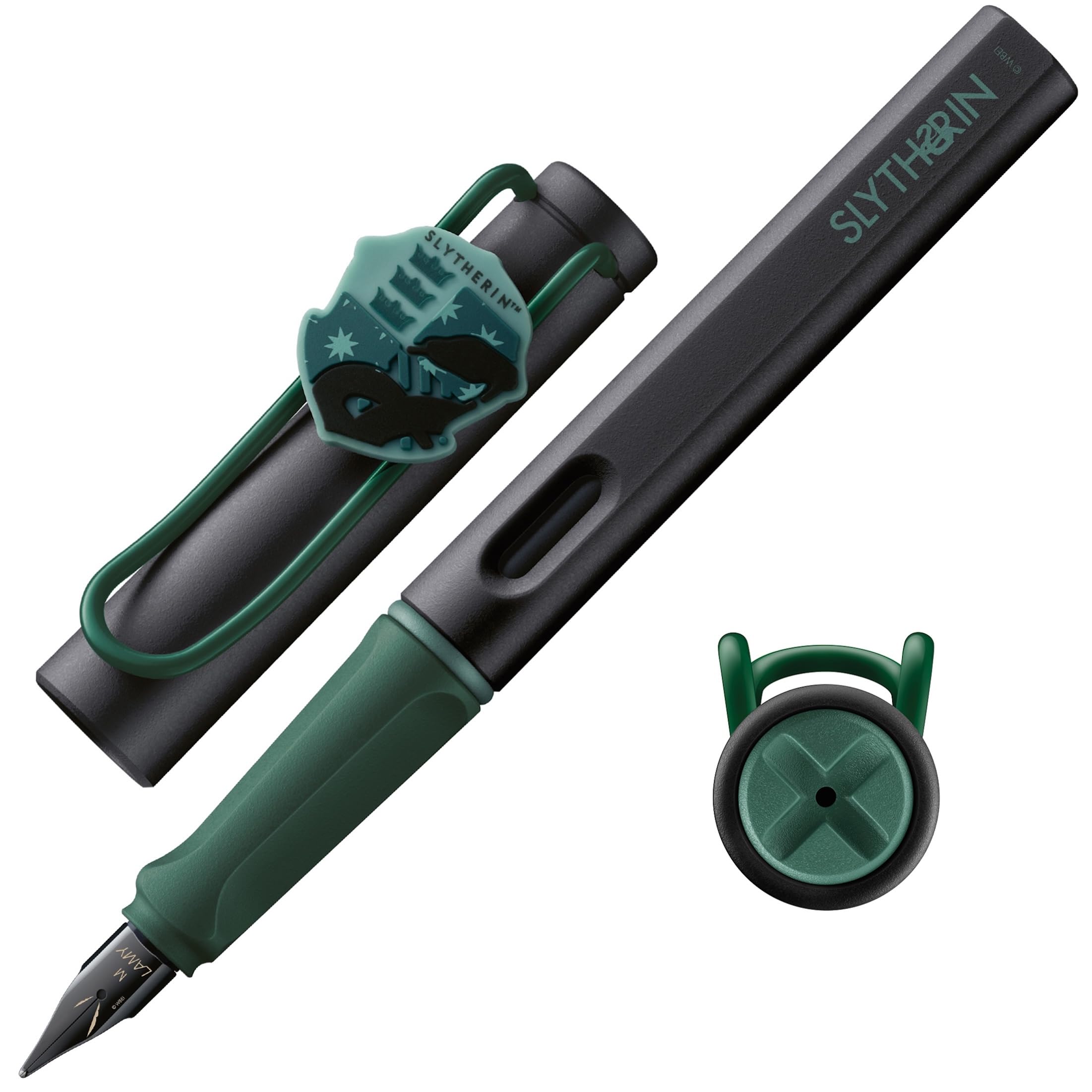 Lamy safari Harry Potter Slytherin™ Füller – Special Edition Füllhalter mit Wappen des Hauses - Stahlfeder in Strichbreite EF – mit ergonomischen Griff – inkl. Tintenpatrone T10 blau – Rechtshänder