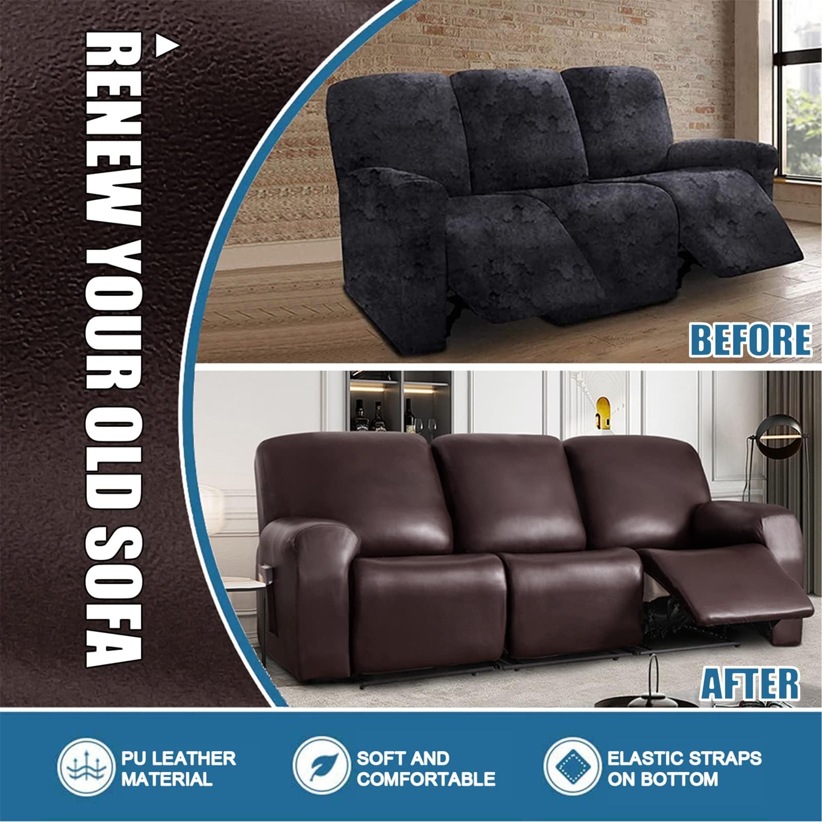 Lot De 2 Housses D'accoudoir En Simili Cuir - Imperméables, Antidérapantes - Pour Canapé, Fauteuil - Rouge Vin - 12