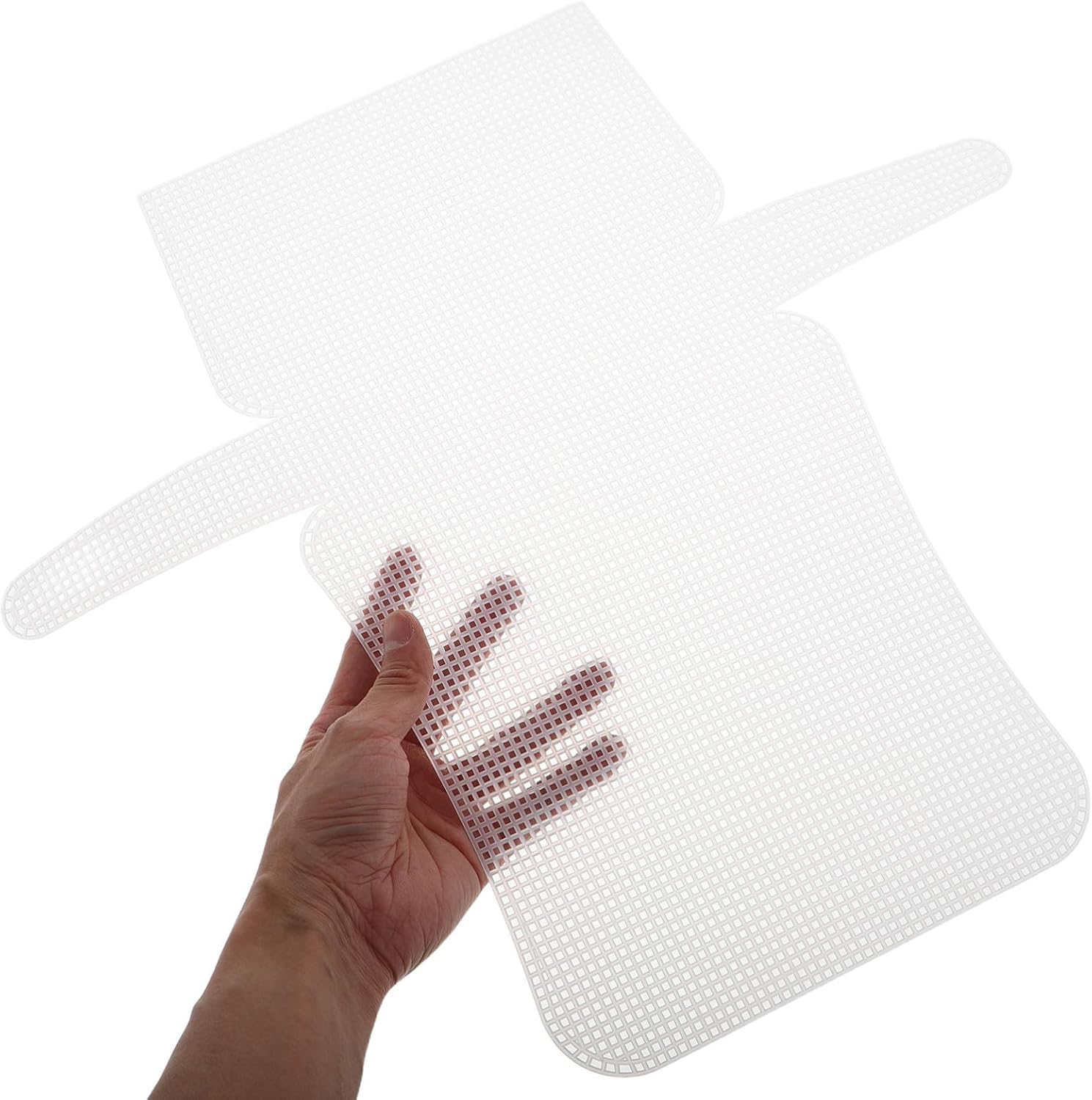 Hoement 4pcs Plastic Mesh Canvas Sheets for Yarn Crafting and Crochet Projects, Medium White Cross Stitch Grid for DIY Bag Making and Embroidery Supplies