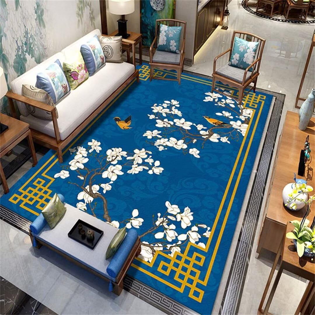 Tapis enfant facile à nettoyer grand format 170x240cm bleu à motif