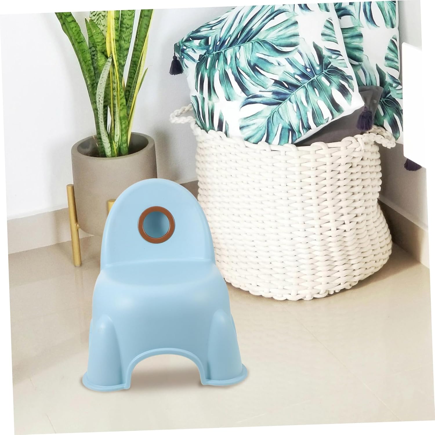 Thickened Nonslip Kindergarten Small Plastic Stool for Space-Saving Stackable Design Lightweight Seat for Home and School Use Cute Chestnut Color