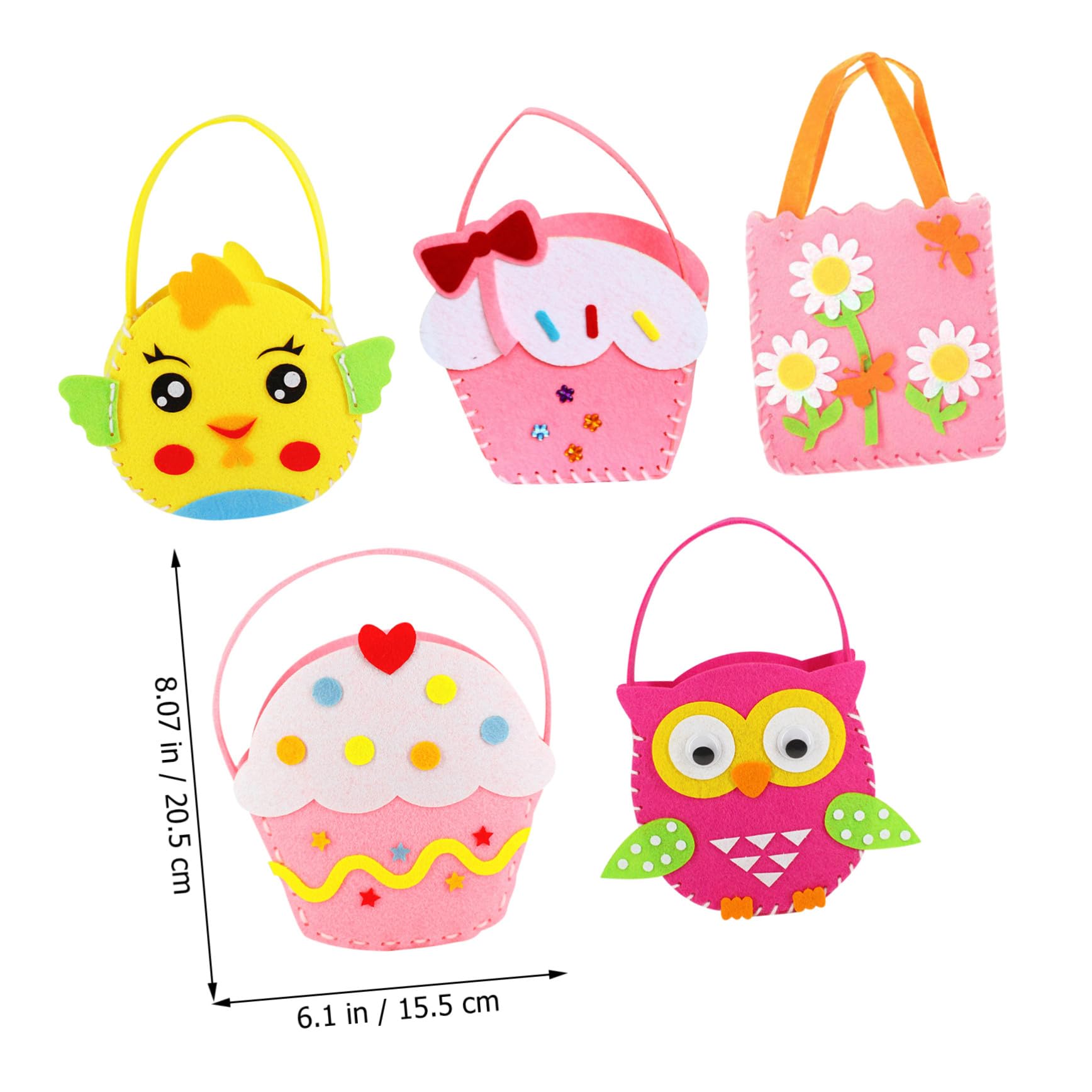 GALPADA 5 juegos Kit Manualidades Bolsas Fieltro sin Tejer Seguro DIY para Principiantes con Divertidos y Material para Coser Manos Pequeñas