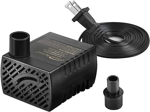 Simple Deluxe Bomba de agua sumergible de 80 GPH (300 LH, 3.6 W), bomba de fuente ultra silenciosa con 2.6 pies, 2 boquillas para acuario, piscina,