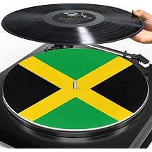 Anti Static Slipmat for 12" Turntables - Jamaica Simple Flag Print Protective Rubber Platter Mat - Vinyl Record Player Accessories for LP Phonograph - Reduces Vibration & Static