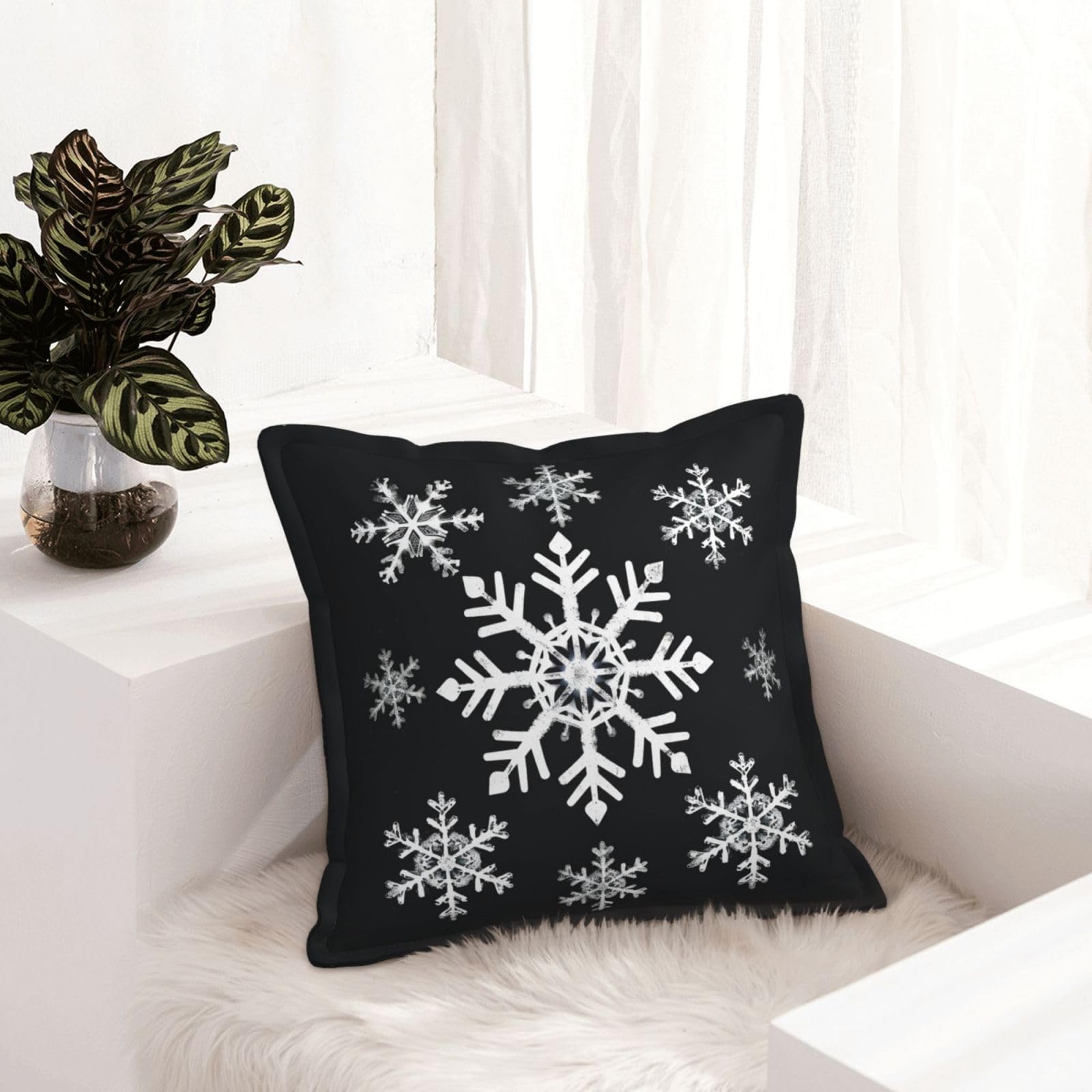 Housses de coussin en similicuir 45x45 cm blanc flocon de neige