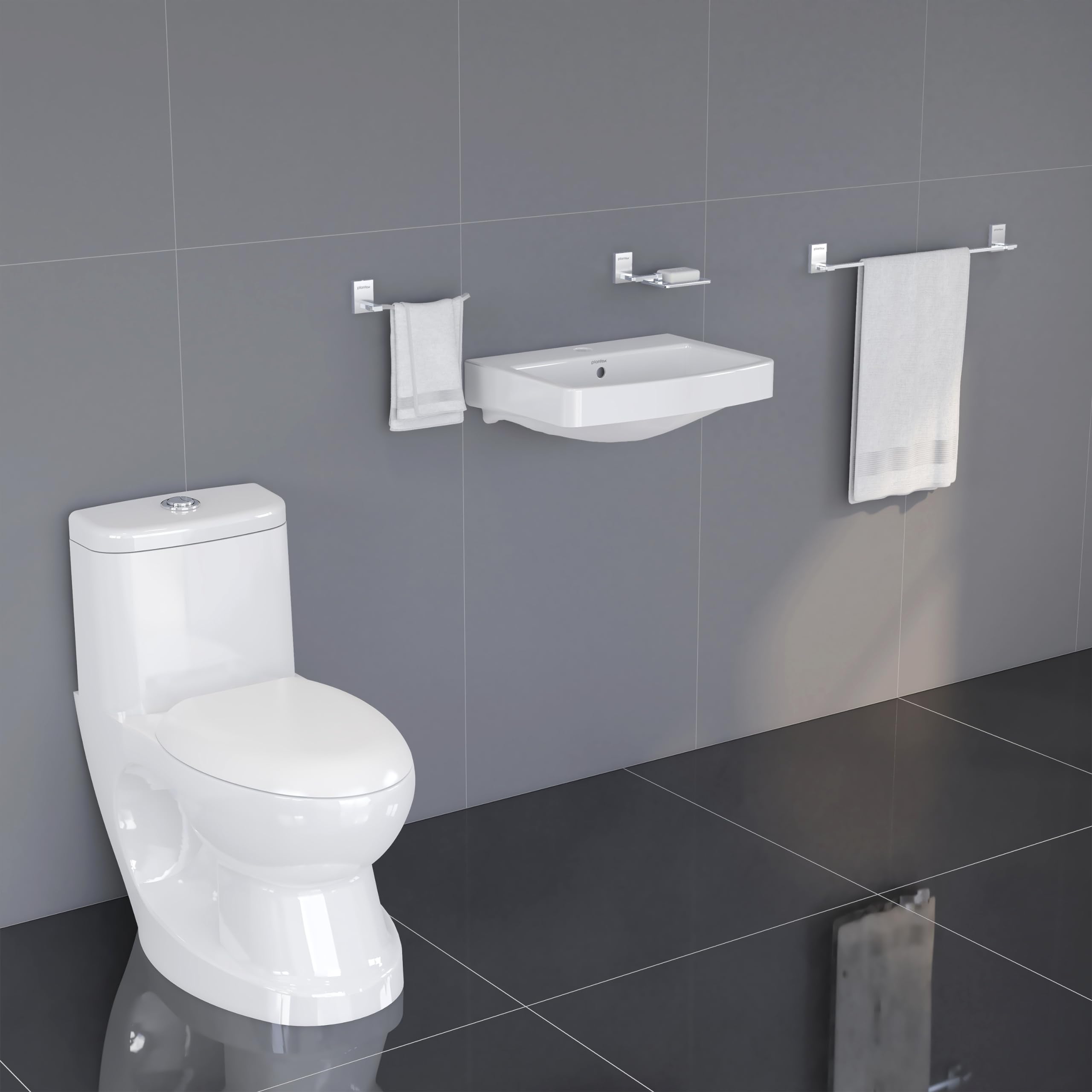 Plantex Ceramic Classic Commode For Toilet With Flora Basin For Bathroom And Senso Soap Dish/Napkin Ring / 24-Inch Towel Rod For Bathroom/Bathroom Accessories - Combo Of 5 (B0D14NV7QM) Amazon Price History, Amazon Price Tracker