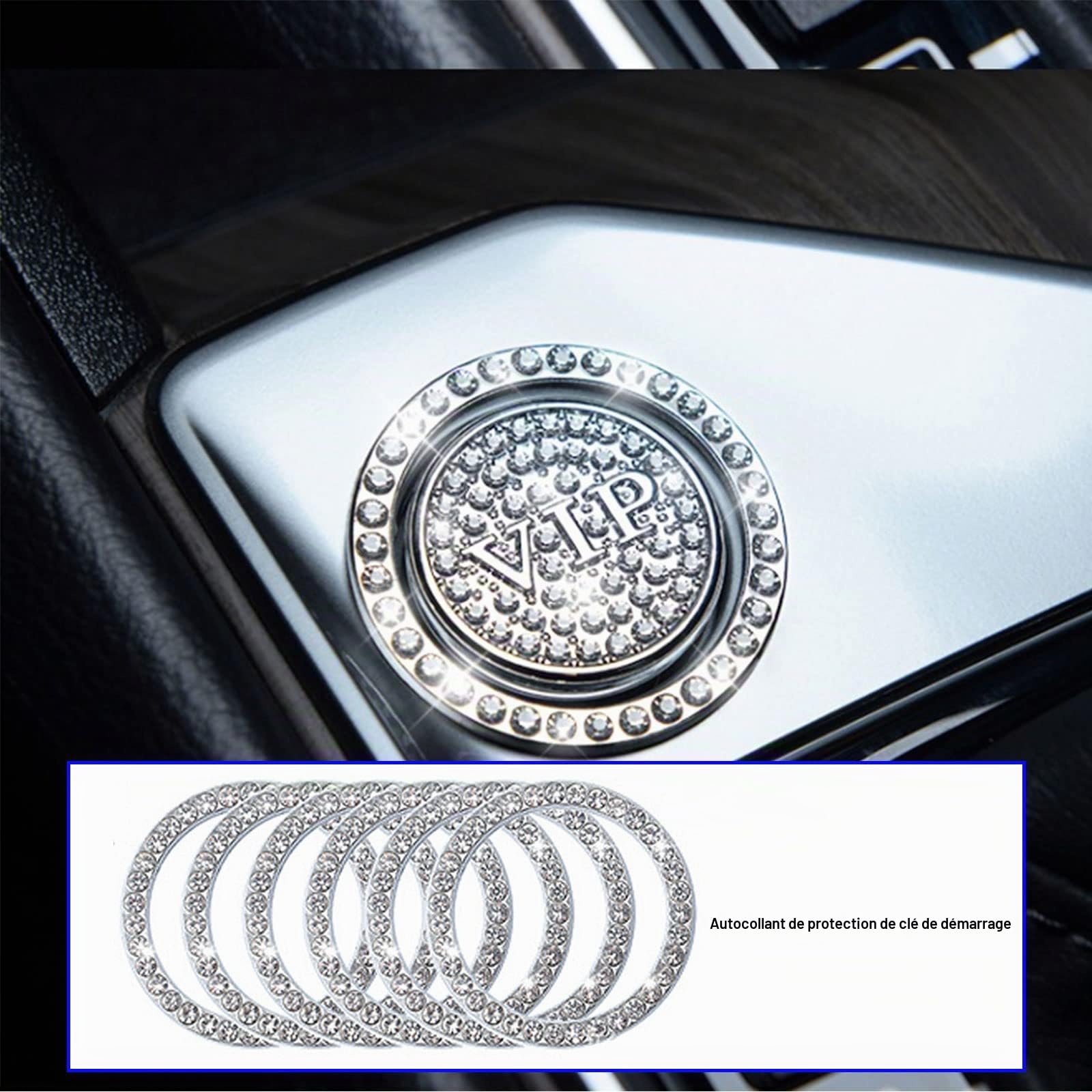 Lot de 20 accessoires de voiture bling-bling pour l'intérieur des femmes - Accessoire de voiture bling accessoires de voiture pour femmes - Support de téléphone portable bling-bling