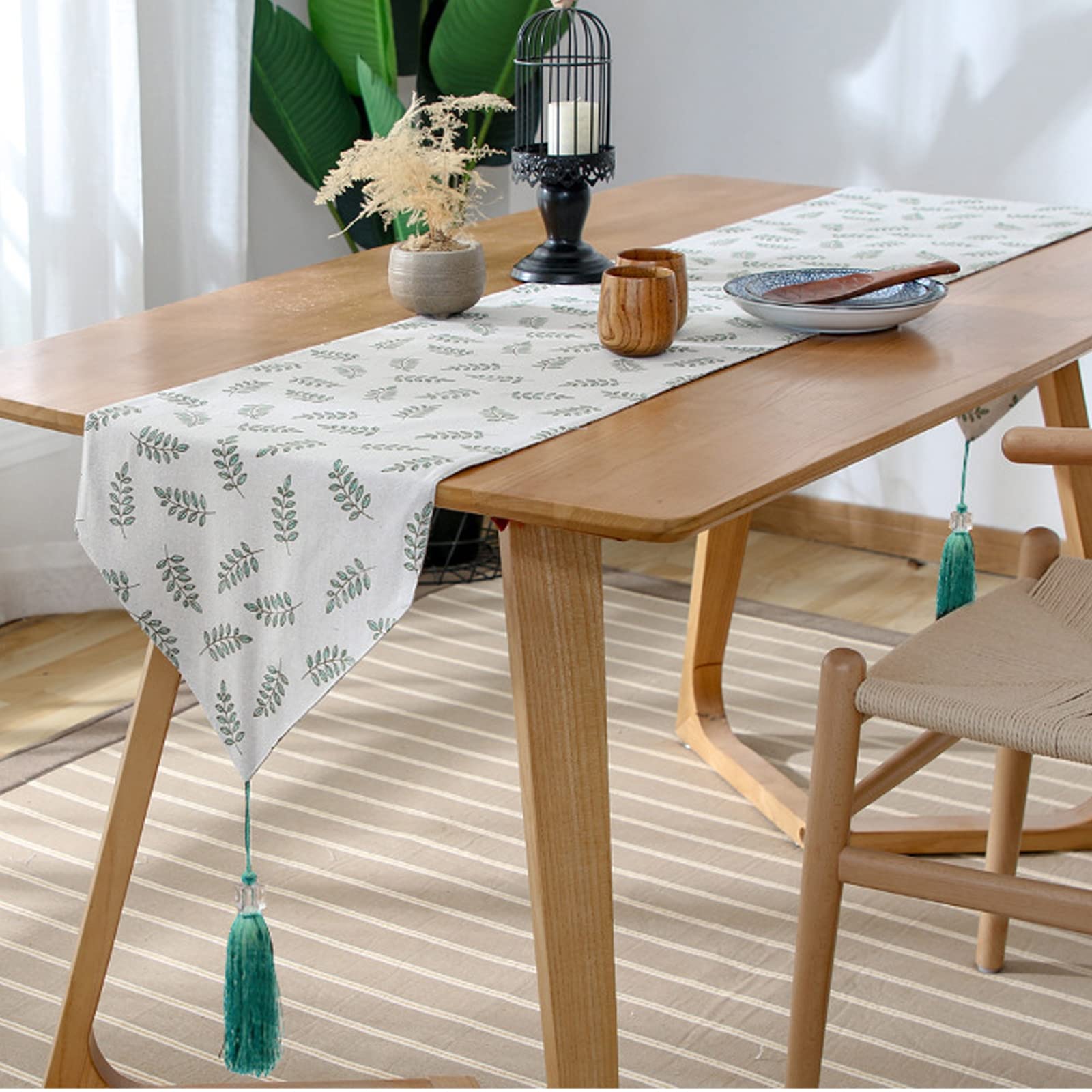 Runner da tavola a doppio strato, stile nordico, decorazione da tavolo per cucina, sala da pranzo, matrimoni, feste, 33 x 217 cm, elegante e versatile