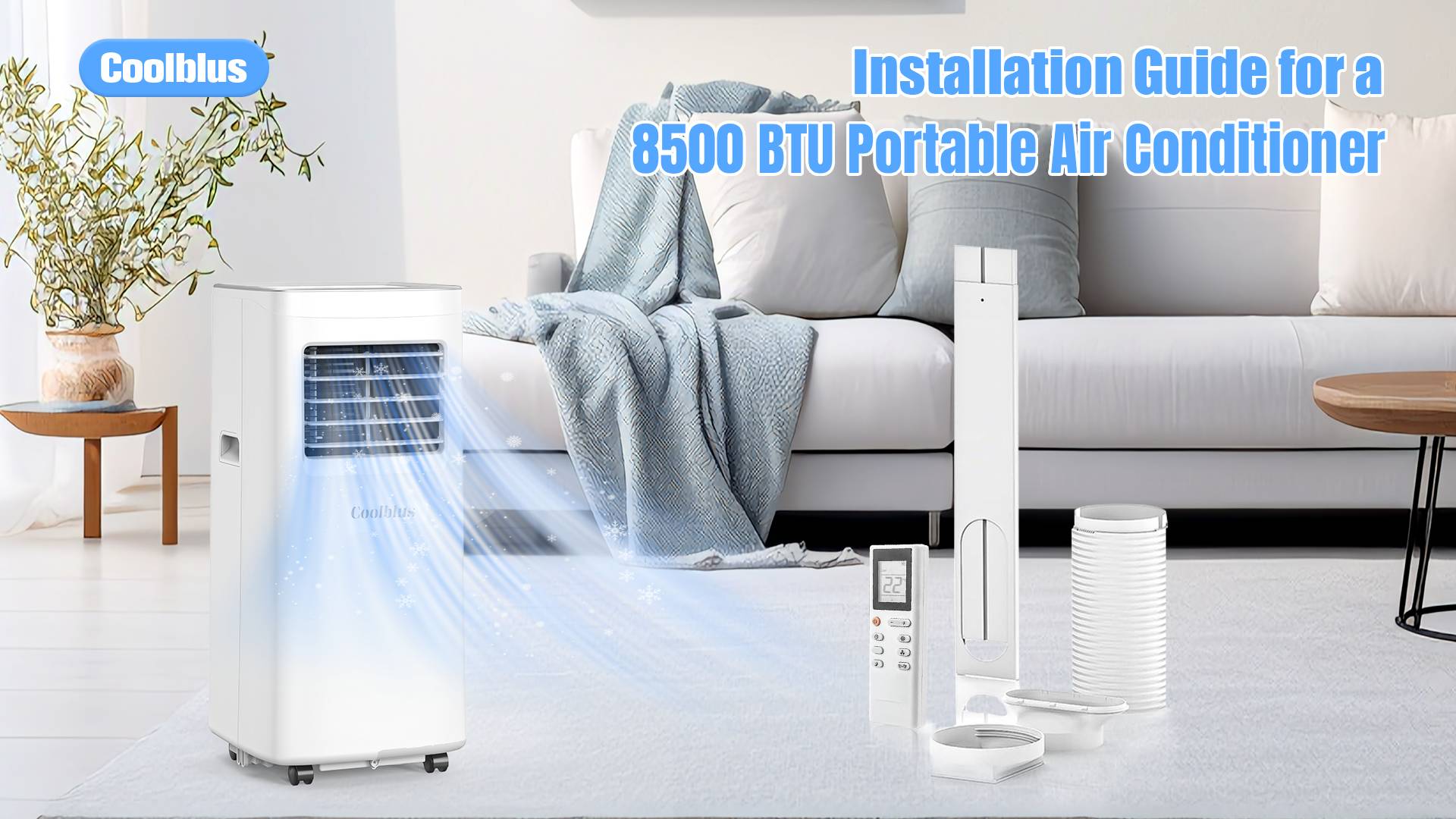 Image of Coolblus Portable Air Conditioners, 8500 BTU Portable AC Cool Up to 360 Sq.Ft, 3 IN 1 with Remote Control, Sleep Mode, Window Kit, No Wall or Window Installation Needed, White-8500BTU