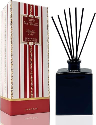 Urban Naturals Holiday Cheer - Juego de difusor de varillas Arándano, canela, hoja perenne, cedro y madera ahumada 5 onzas elegante botella