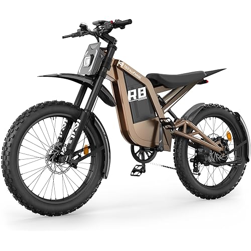 isinwheel R8 Electric Bike for Adult,Peak 3000W Motor 48V 27Ah Battery Up to 35 MPH & 150 Miles Electric Dirt Bike,NFC LCD Display All Terrain Fat Tire Motorcycle Full Suspension Moped E-Bike