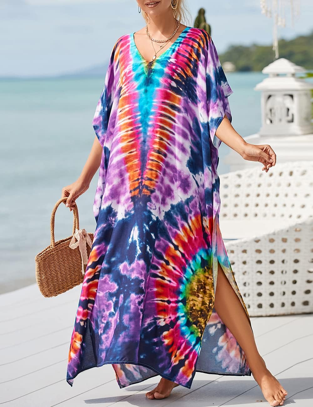 Bsubseach Kaftan Dresses For Women Petite Plus Size Caftan Swim Cover Up For Women Maxi Beach Dress - Image 3