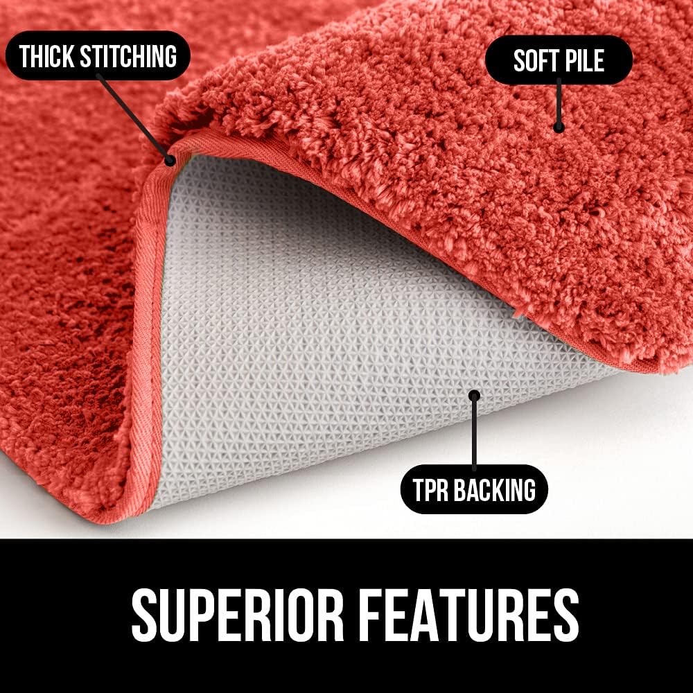 Gorilla Grip Premium Luxury Bath Rug, Set of 2, Soft Thick Extra Absorbent Bathroom Rugs, Machine Wash and Quick Dry Carpet Mats, Plush Bath Room Floor Mat for Shower and Tub Floors, 17x24, Coral : Home & Kitchen