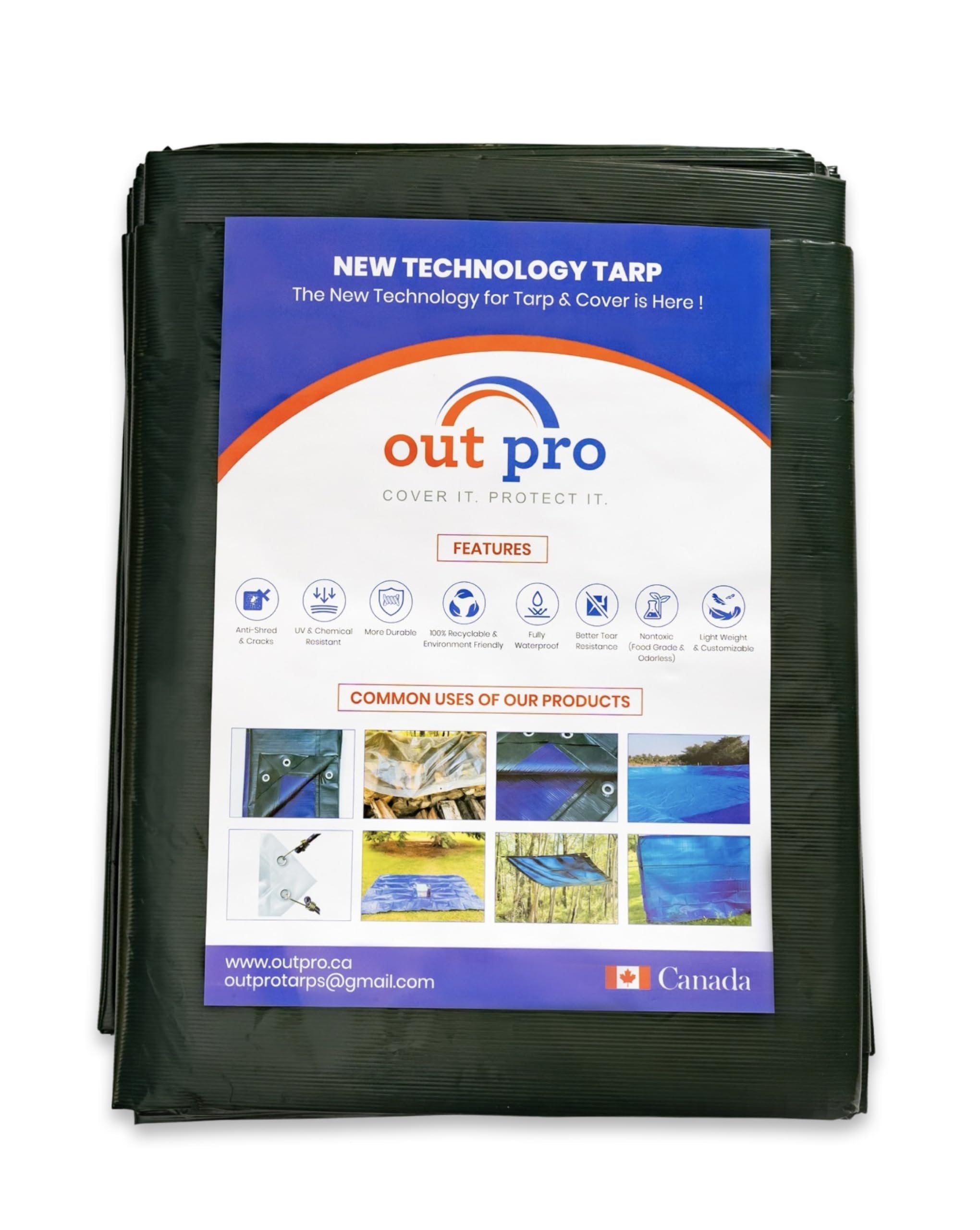 OutPro 6x8 Ft Heavy Duty 120 GSM Green Tarp | New Technology MOX
