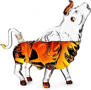 Charging Bull Whiskey Decanter - 1000ml El Matador Wall Street Bull Liquor Dispenser - Unique Glass Bullfighter Carafe for Bourbon, Scotch, Vodka - Cool Office Decor & Birthday Gift for Men, Boss
