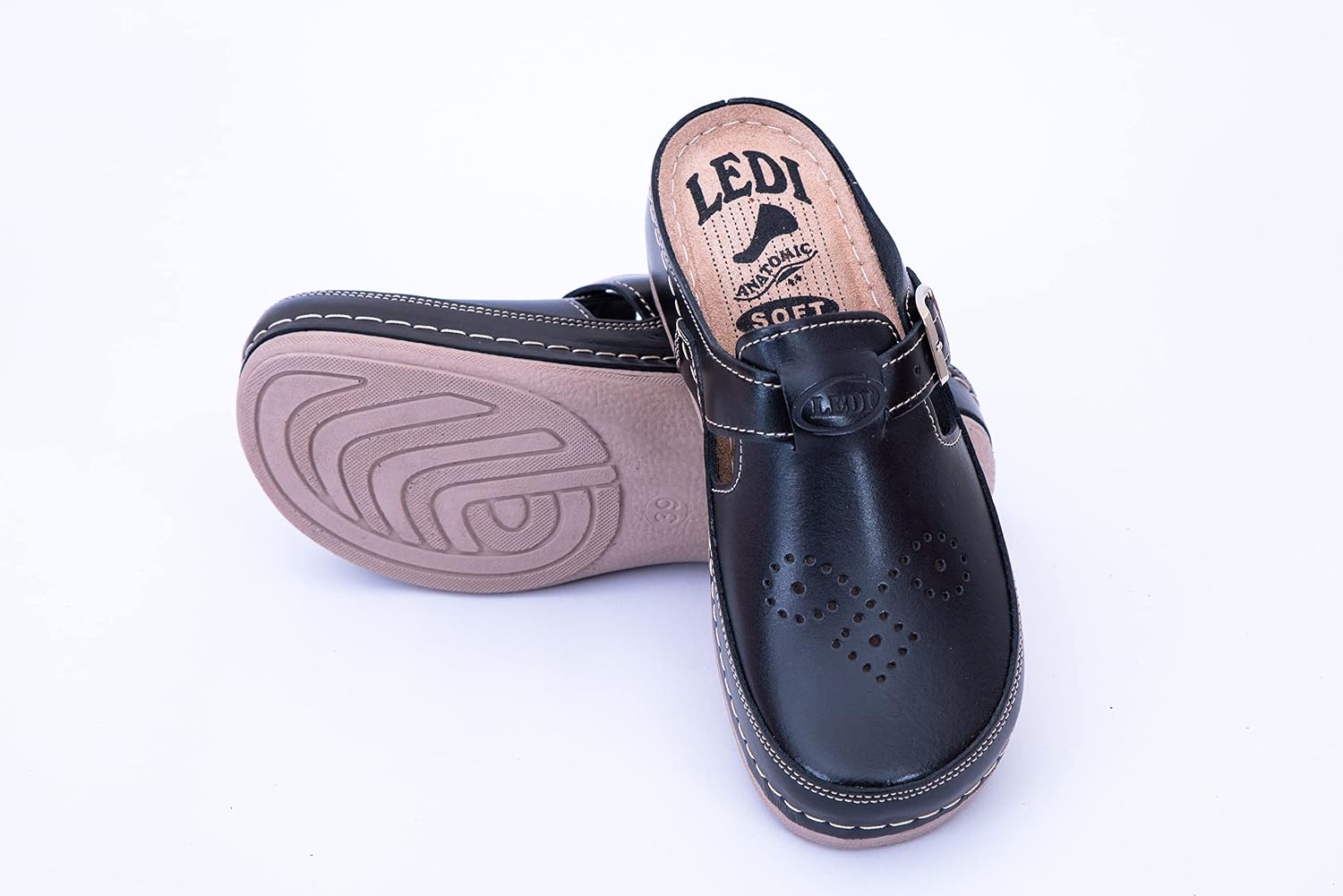 Ledi Anatomic 402 Leather Slip-on Womens Ladies Comfort Mule Clogs Slides Slippers Shoes