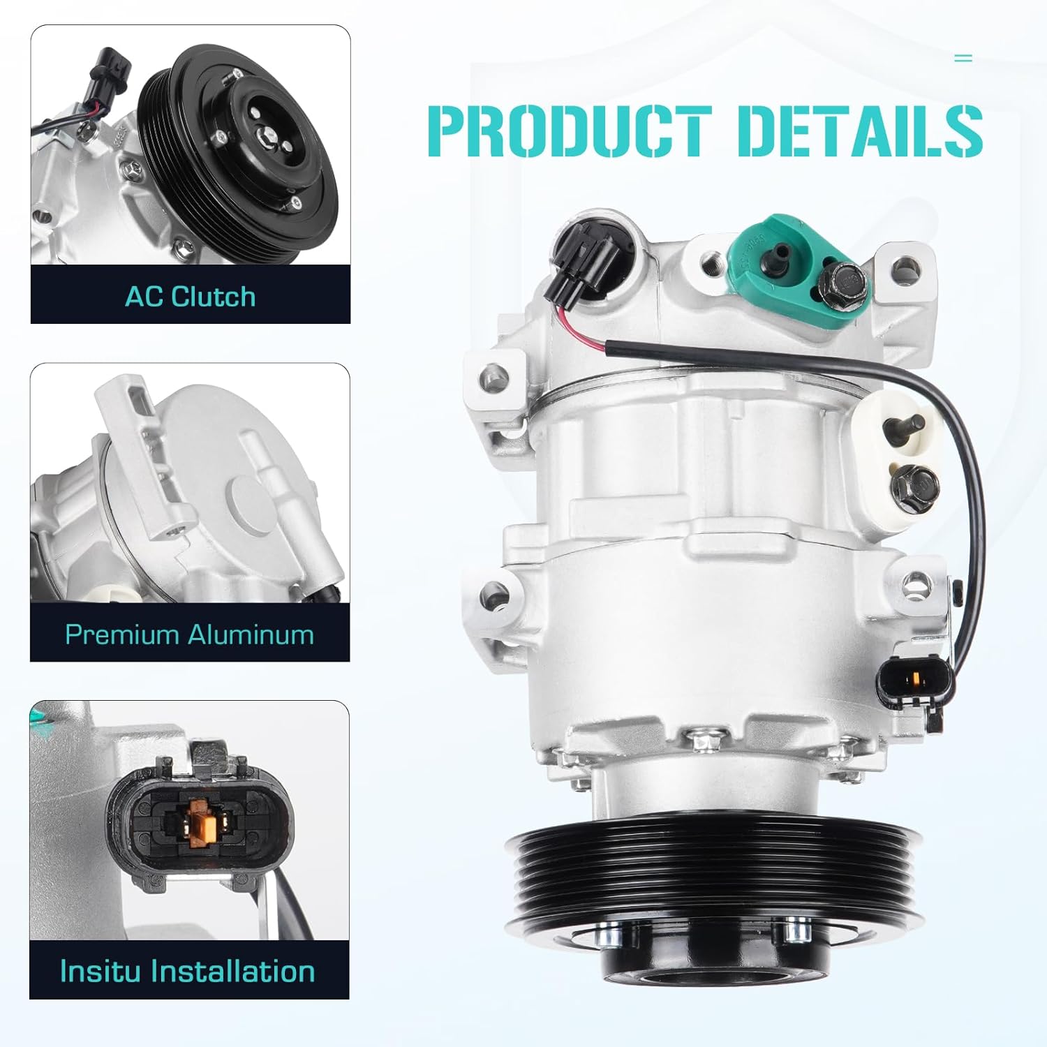 AC Compressor and A/C Clutch Fits for Hyundai Accent 1.6 1.6L 2012 2013 2014 2015 2016 2017, for Kia Rio 1.6 1.6L 2012-2017, Automatic Temperature Control only (no Manual), DVE12 Style, CO 20765C