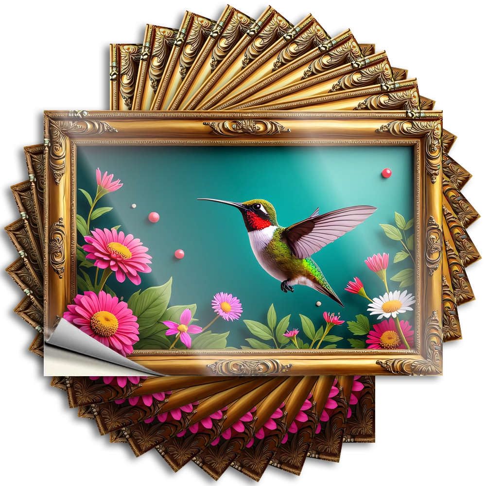 Crazy, Quote Bottle A Hummingbird Perches On Vibrant Pink Flowers in an Ornate Frame | Travel Guest Bathroom Decor(8X12CM)