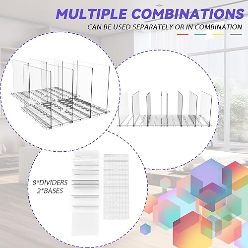 Miniatura 3 de Estleys Organizador de bolso para armario, paquete de 2, divisores de bolsa ajustables, organizador de almacenamiento de bolsos transparentes para