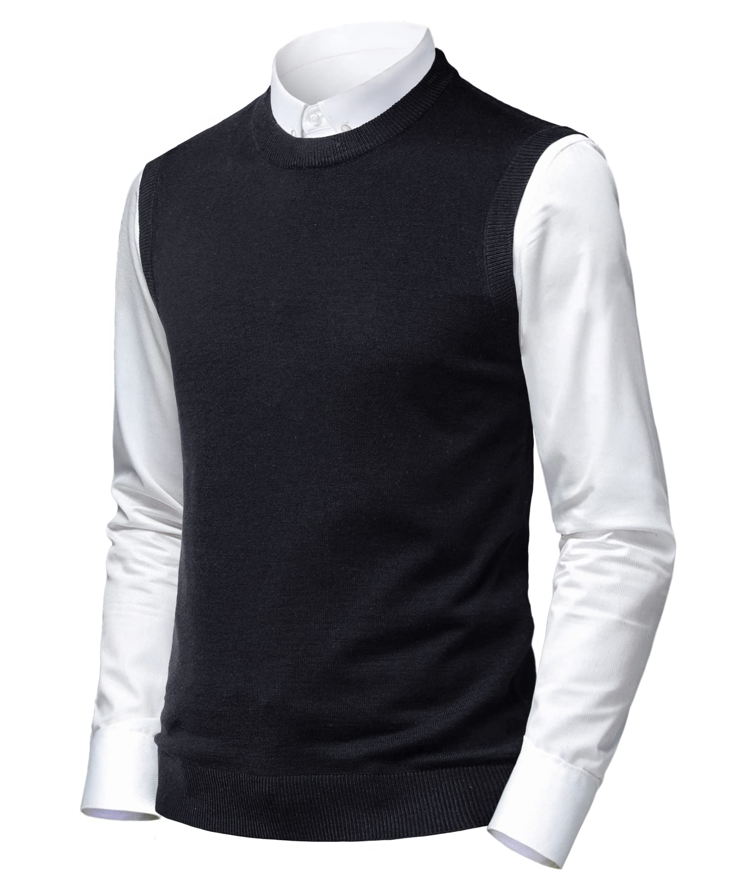Homme Gilet Mélangée sans Manches Tricoté Manches Maille Pull Classique Business Gilet pour Chemise Tricoté Débardeurs