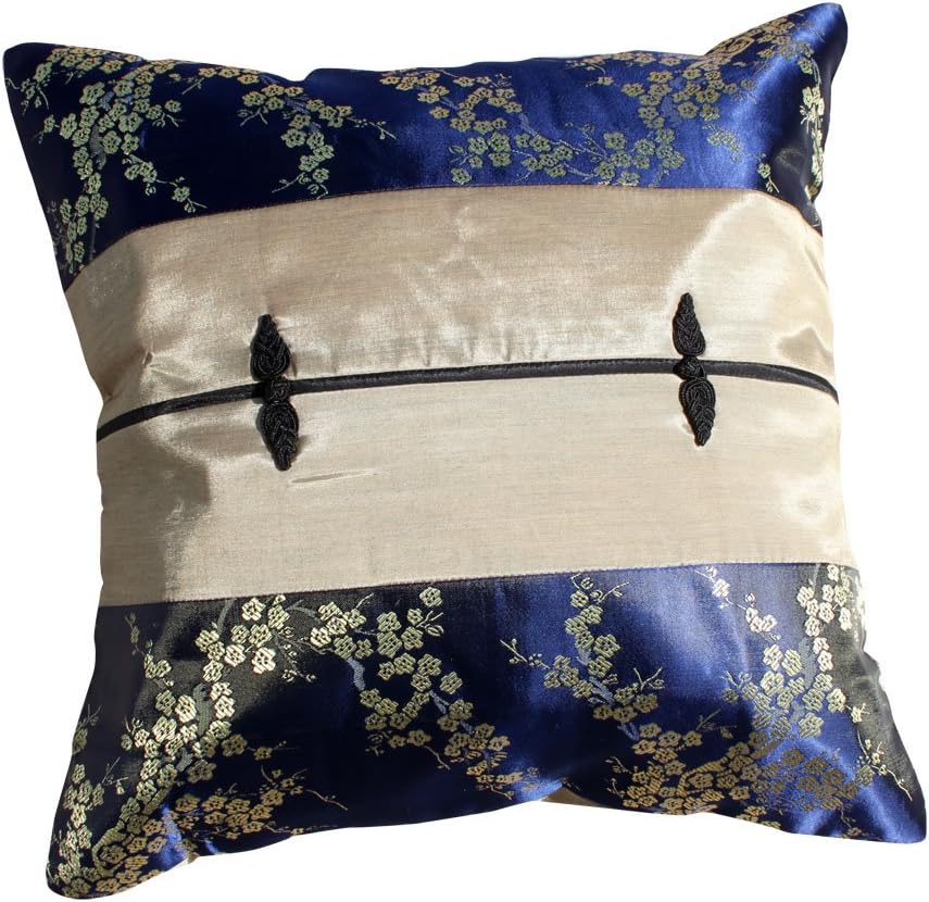 Full Funk Home Decoration Thai Silk 16inch Throw Pillow Case Central Chinese Line, Auburn Brown