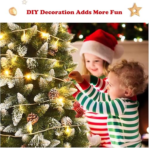 Miniatura 4 de BestComfort Árbol de Navidad artificial de 75 pies con 720 puntas de ramas nevadas 39 conos de pino árbol de Navidad delgado con soporte de metal