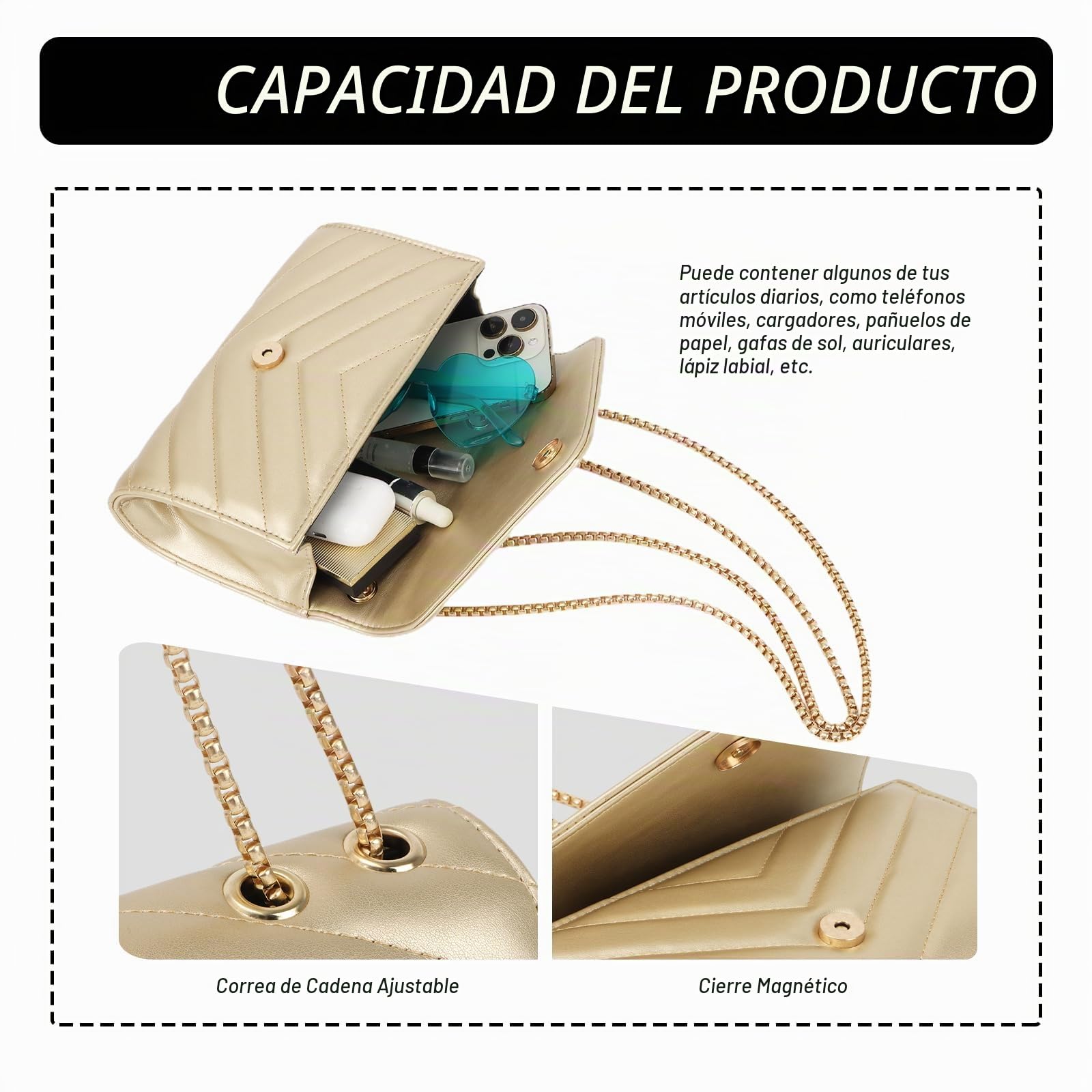 Bolsos de Piel de PU para Mujer Elegante Bolso de Noche de Diseño Monederos de Embrague Bandoleras Acolchadas Pequeñas