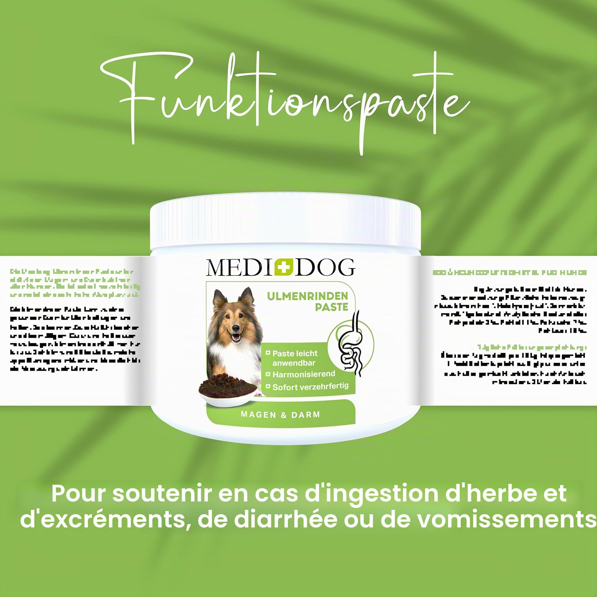 MEDIDOG Pâte d'écorce d'orme de qualité supérieure pour chien - 500 g - Prête à manger - Avec Slippery Elm Bark - Favorise une digestion saine et une consistance normale des matières fécales