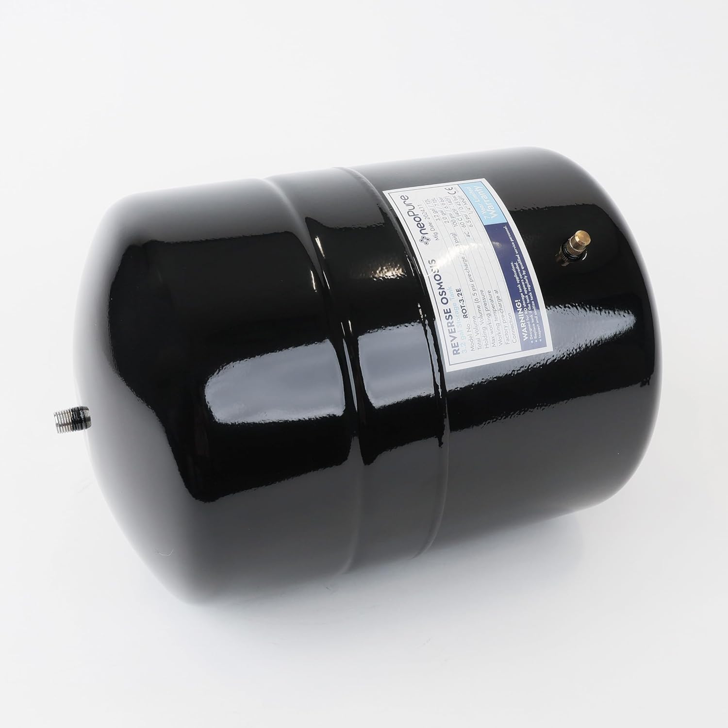 Neo-Pure Reverse Osmosis Storage Tank – 3.2 Gallon Nominal Capacity, Powder-Coated Steel Tank for Under-Sink RO Systems