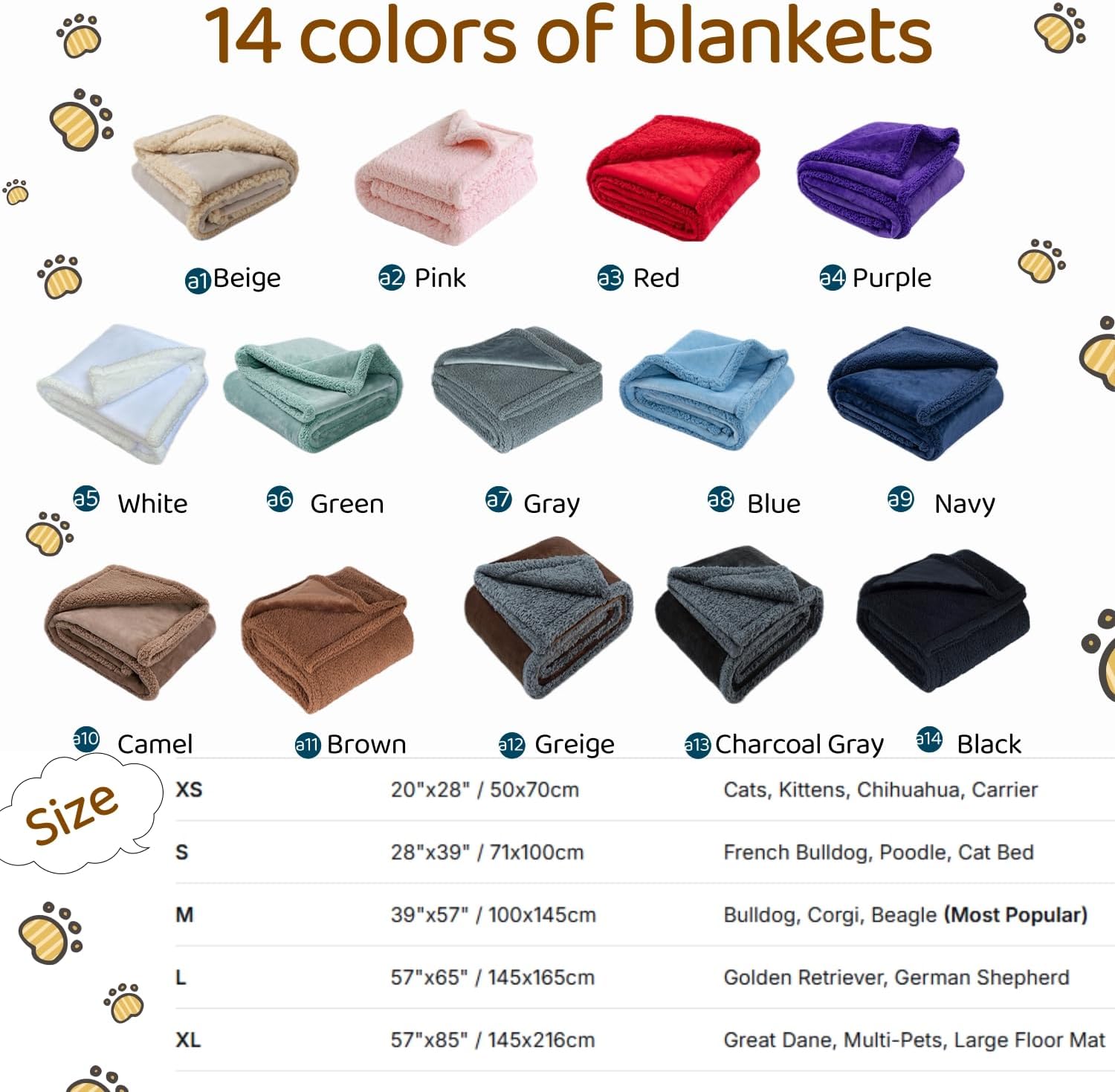 Pet Blanket with Name Embroidered Personalized Custom Plush Thick Double Sided Waterproof Soft Winter Dog Cat Blanket for Bed Couch Car Travel Gift
