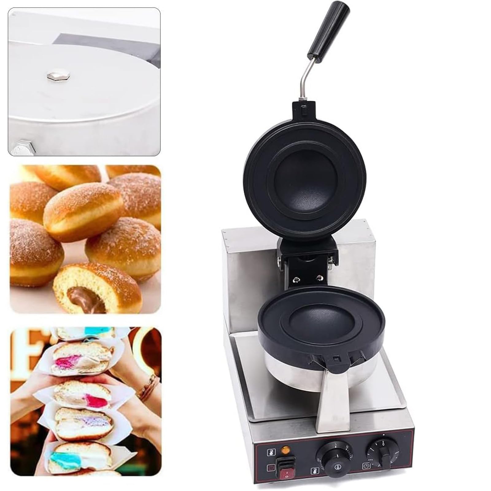Prensa para sándwiches, máquina para Hacer gofres y Hamburguesas, para Uso doméstico y Comercial, Calentamiento por Ambos Lados, Revestimiento Antiadherente, Temperatura Ajustable,Single