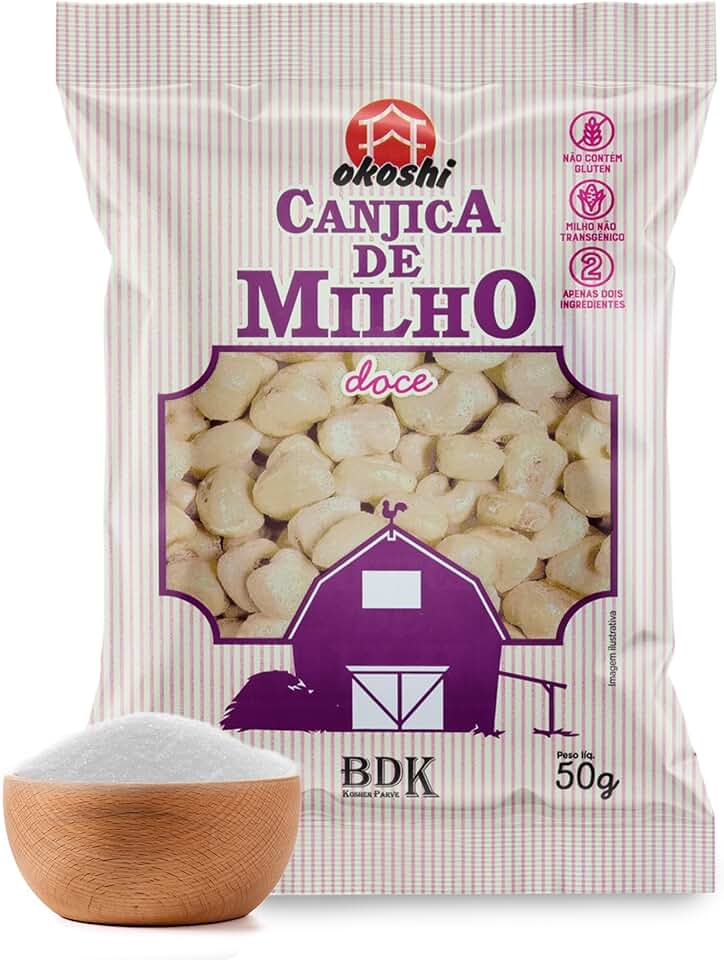 OKOSHI - Canjica de Milho com Açúcar Orgânico - Pipoca Saudável, Snacks Saudáveis de Baixa Caloria, Pipoca Doce Fit - Vegano, Orgânico, Sem Glúten, Sem Lactose, Sem Gordura Trans, Kosher - 50g
