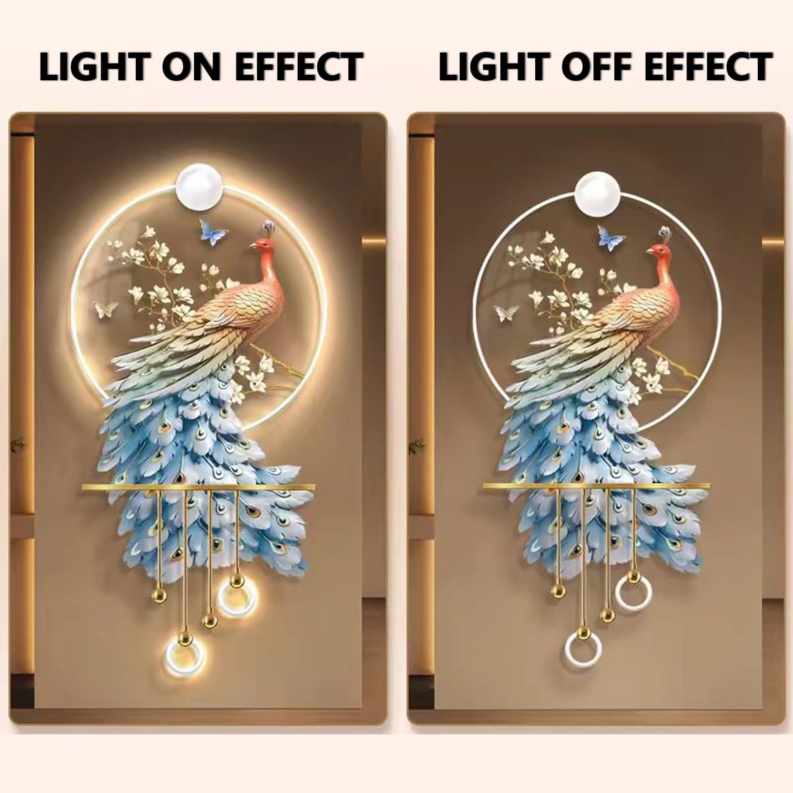 Rzeźby ścienne 3D, malarstwo dekoracyjne, kreatywne dekoracje ścienne LED, duże podświetlane rzeźby, do sypialni, salonu, korytarza, wejścia(Blue,70 * 140cm)