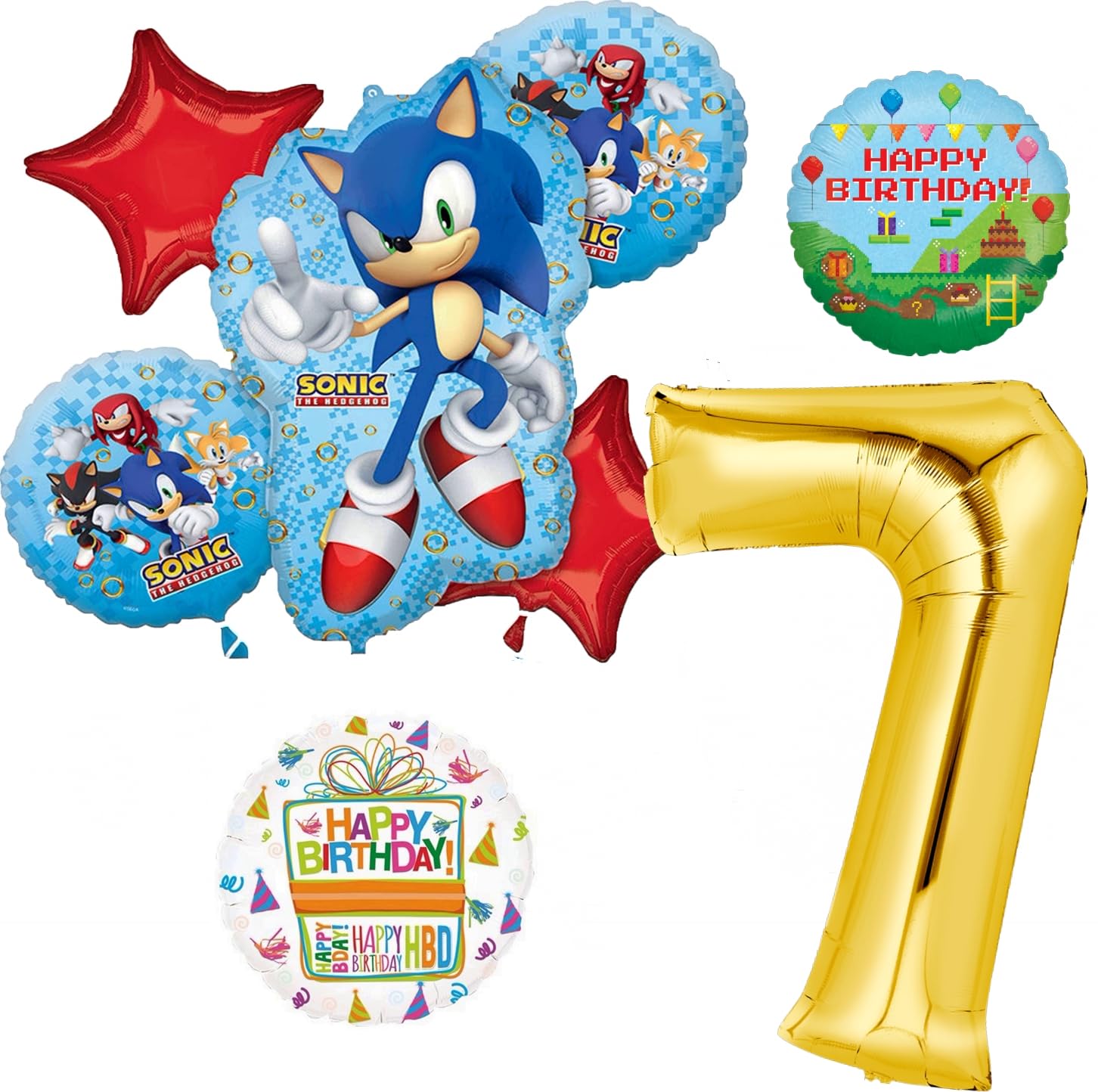 Anagram Sonic Video Gamers 7th Birthday Party Supplies Hedgehog Foil Balloon Bouquet Decorations