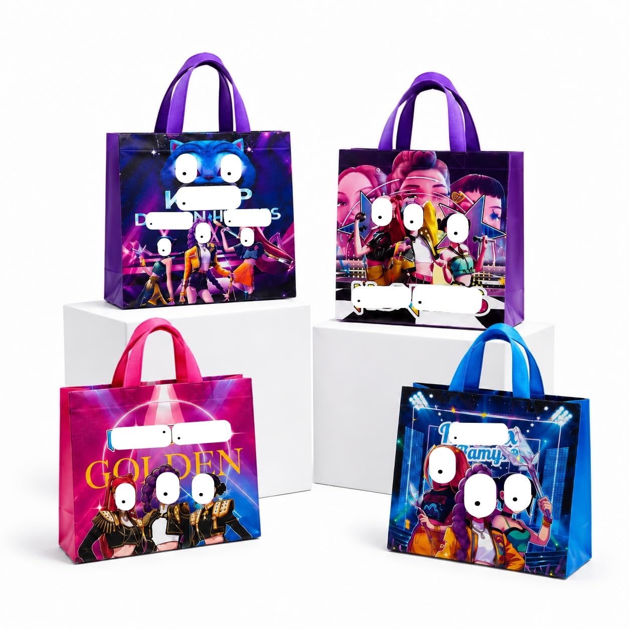 K PopK Demonshun Huntersix Huntrixz Theme Reusable Gift Bags Pack of 12 | Waterproof Laminated Non-Woven Tote Bags with Handles | 20 x 20 x 9 cm | Birthday Return Gift, Party Favor & Shopping Bags-image-10