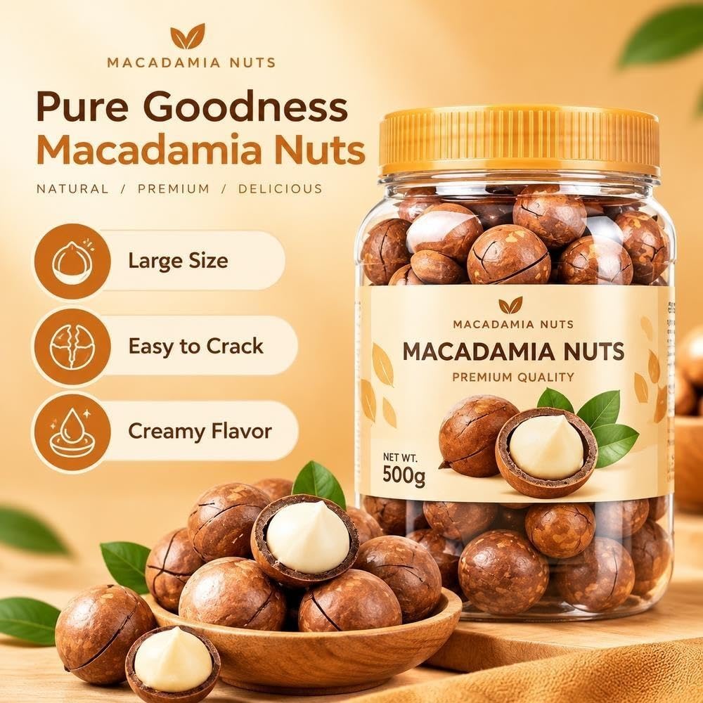 Noci di macadamia in guscio con apriscatole