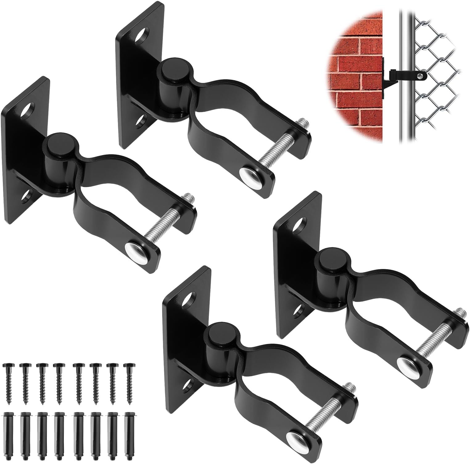 4 Pack 1-3/8 Inch Heavy Duty Gate Hinge, Metal Fence Hinges for Chain Link & Post Mount – Outdoor Gate Hardware (Includes Screws)