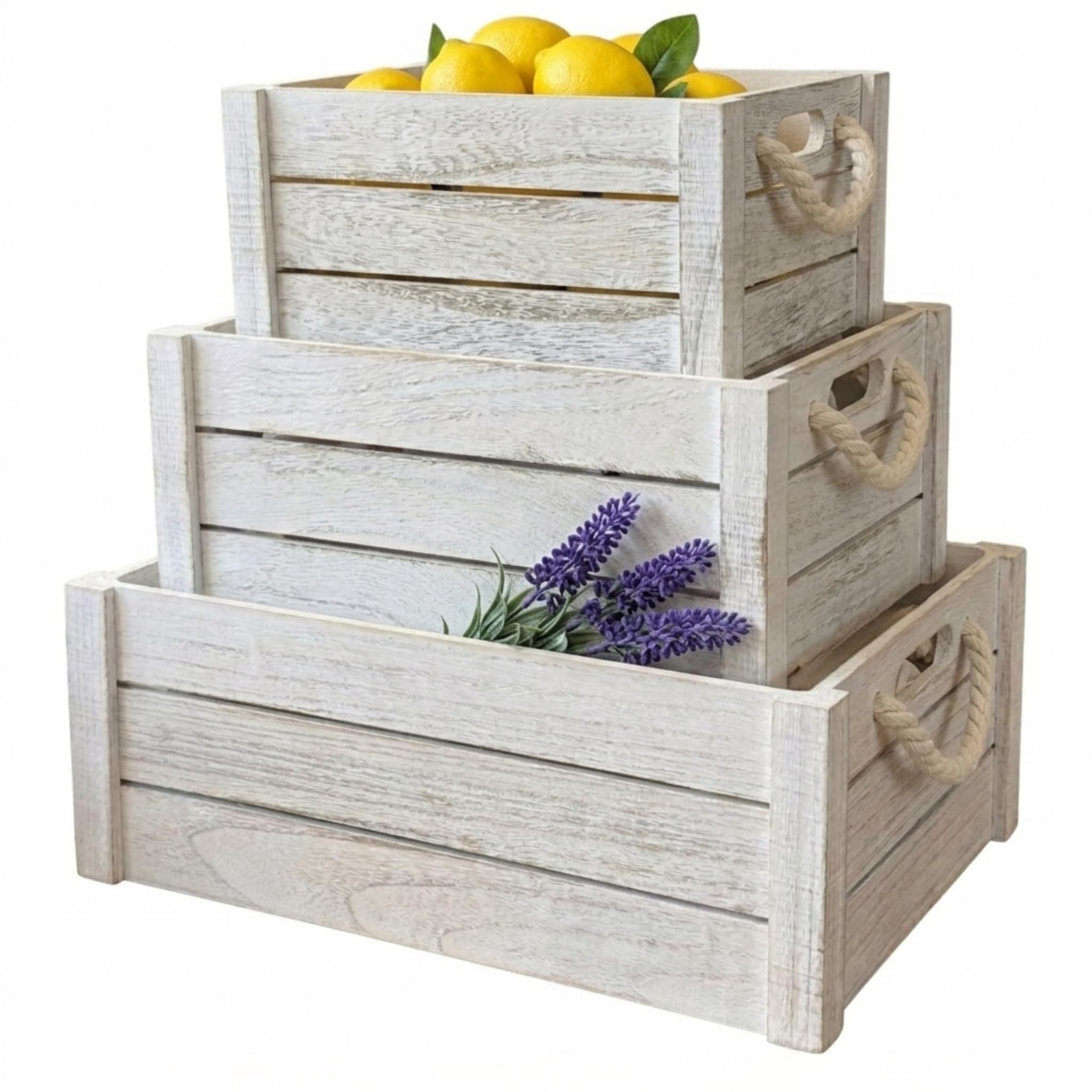 Juego de 3 cajas de madera, cajas anidables para almacenamiento y exhibición, cajas de madera rústica, caja de almacenamiento decorativa, caja de madera apilable para decoración, cestas