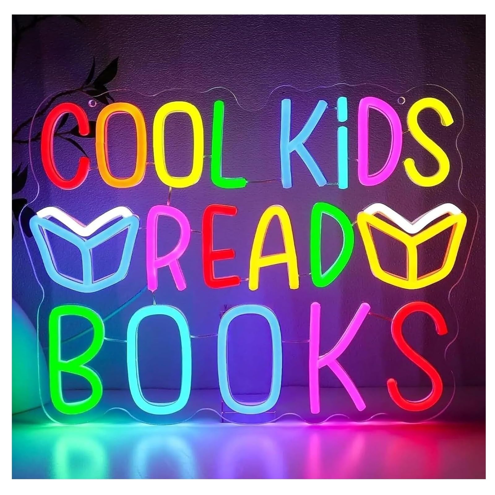 Zynther Neon lamp Soothing Ambiance Neon Sign Lamp Powered by, Cool Kids Read Books Lettera, Lights